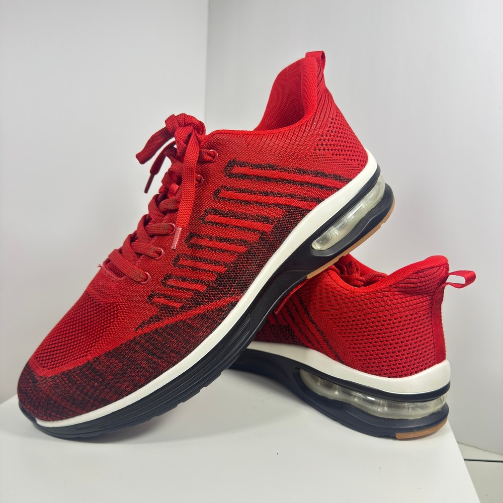 Mishansha Air Cushion Running Shoes Men Size 13.5 Red Black Woven Sneakers